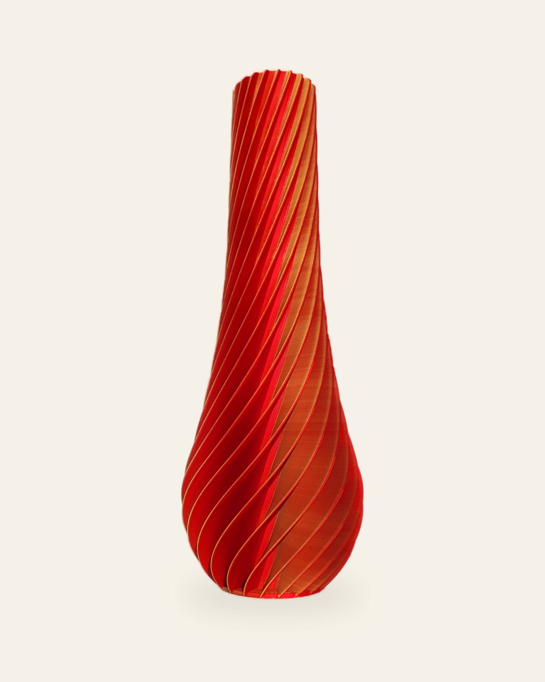 Spiral Tropfen · Rot-Orange – 3D-gedruckte Dekovase von quelia