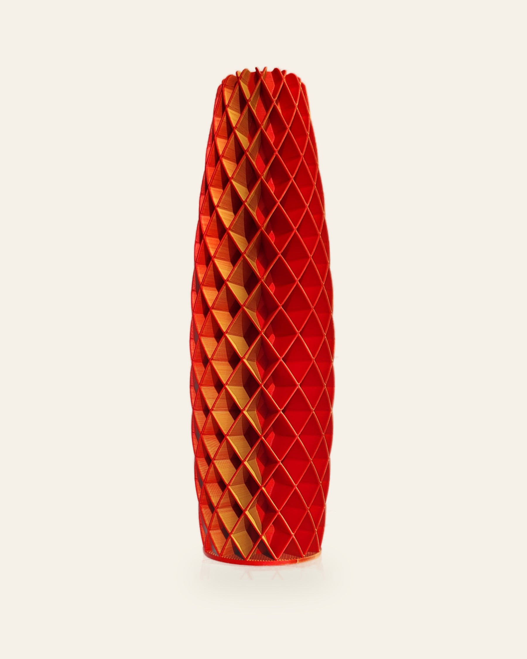 Tower Raute · Gelb-Orange – 3D-gedruckte Dekovase von quelia aus Schwäbisch Hall
