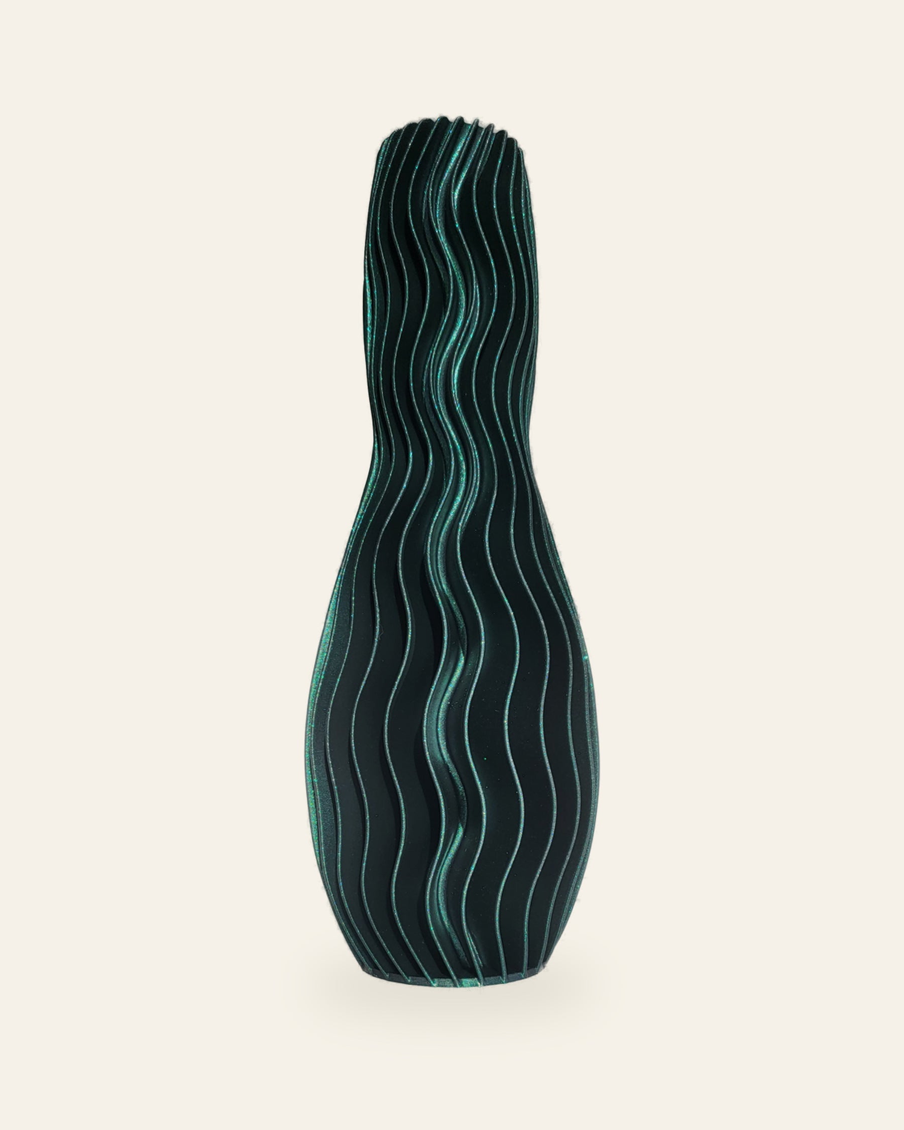Wave Bogen · Petrol – 3D-gedruckte Dekovase von quelia